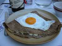 A crepe and cider for dinner--this one's 'complete': ham cheese & egg