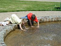 Cooling off on a hot day--and looking for fish