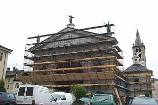 The church in Aosta--under renovation like most of the rest of Europe
