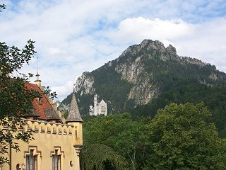 The view of Ludwig's castle from the patio of his father's