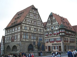 Half-timbered buildings on the city square
