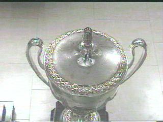 Siverstone's 1998 trophy with the champagne still on it