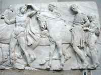 One of the carvings from the Parthenon.  This unprepared rider is bringing up the rear.