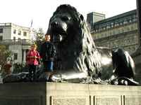 Making a pose in Trafalgar Square