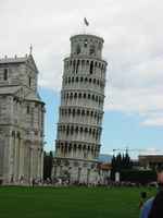 The famous leaning tower of Pisa--it really does lean