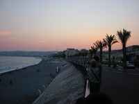The sunset over the beach at Nice