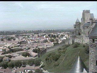 The view below the walls and the fortified path to the water supply