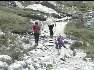 Juli leading a stream crossing on our way to the glacier