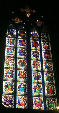 One of the stained glass windows