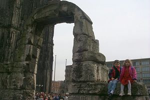 Sitting on a Roman gate