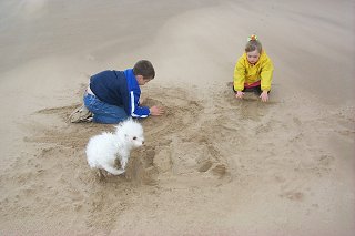 Nope!  It was about kids playing in the sand!  (After all, it is a beach!)