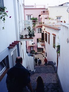 A narrow pedestrian road