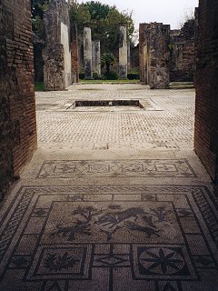 Mosaic entryway to a large home